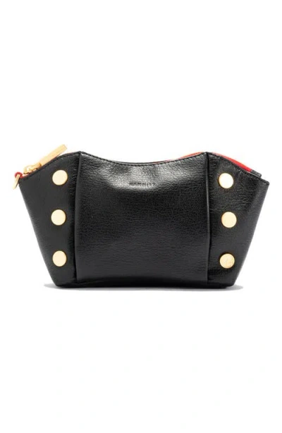 Hammitt Paul Pocket Black Press Brushed Gold Red Zip