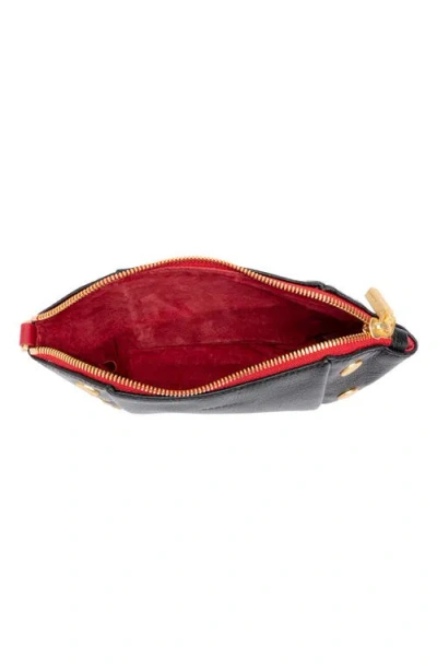 Hammitt Paul Pocket Black Press Brushed Gold Red Zip