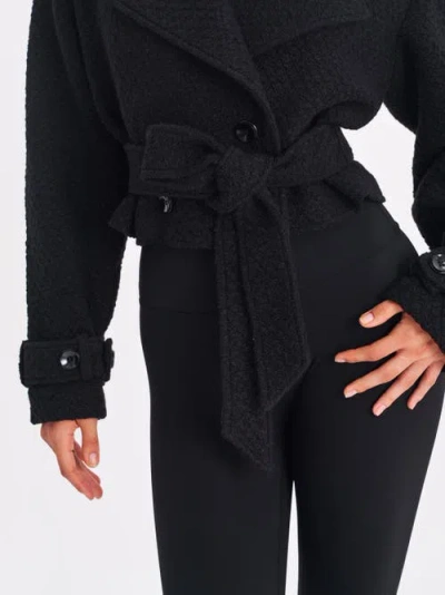 Miss Circle Dara Wool Blend Cropped Double-breasted Belted Coat In Black