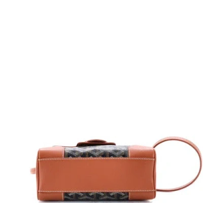 Pre-owned Goyard  Goyard Structured Saigon Top Handle Bag Coated Canvas With Leather Mini In Brown