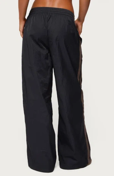 Edikted Kieran Stripey Nylon Track Pants In Black