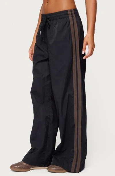 Edikted Kieran Stripey Nylon Track Pants In Black