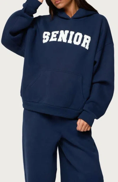 Edikted Senior Girl Oversized Hoodie In Blue