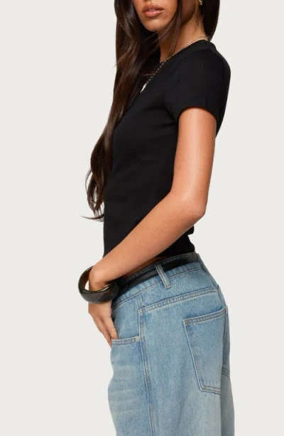 Edikted Nikkey Semisheer Crop T-shirt In Black