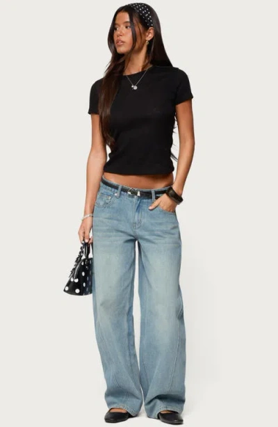 Edikted Nikkey Semisheer Crop T-shirt In Black