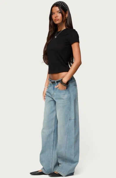 Edikted Nikkey Semisheer Crop T-shirt In Black