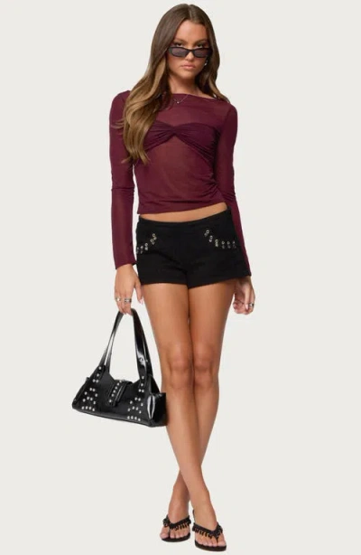 Edikted Grommet Charm Denim Micro Shorts In Multi