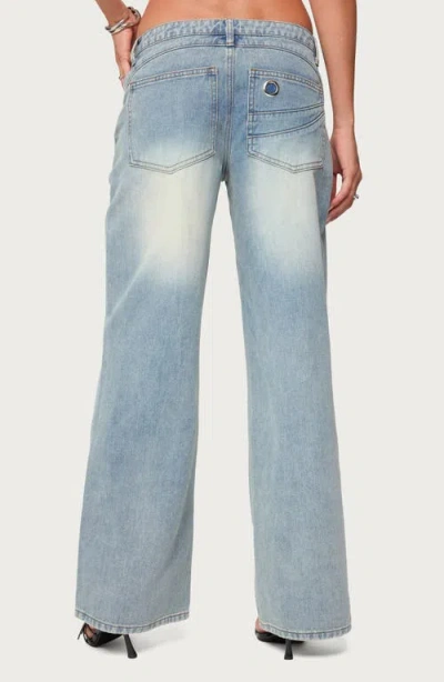 Edikted Celia Grommet Washed Low Rise Light Rinse Wash Jeans In Multi