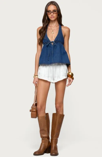 Edikted Safia Denim Halter Top In Multi