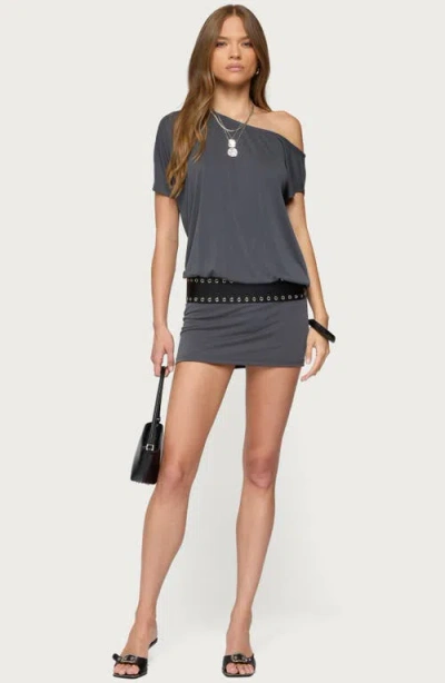 Edikted Sevie Off Shoulder Mini Dress In Gray