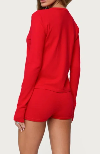 Edikted Maycee Button Up Knit Cardigan In Red