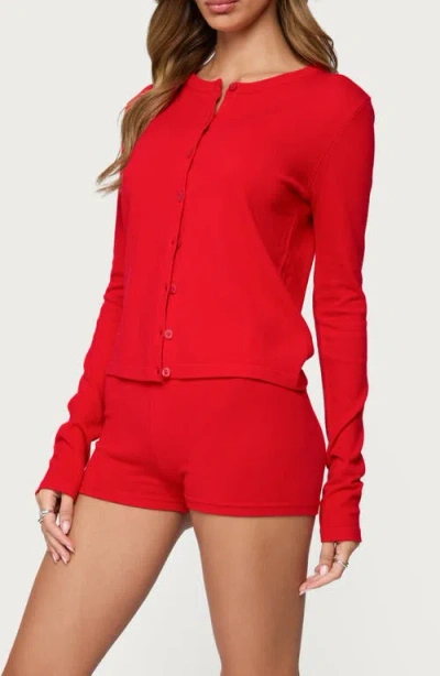 Edikted Maycee Button Up Knit Cardigan In Red