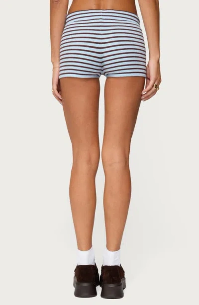 Edikted Lillian Striped Knit Shorts In Blue