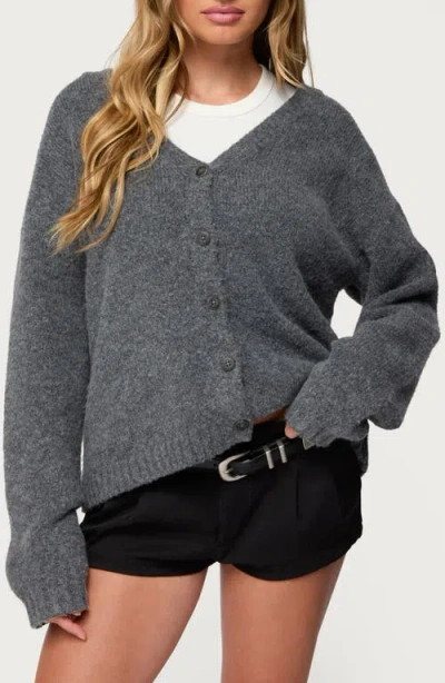 Edikted Shiraz Oversized Knit Cardigan In Gray
