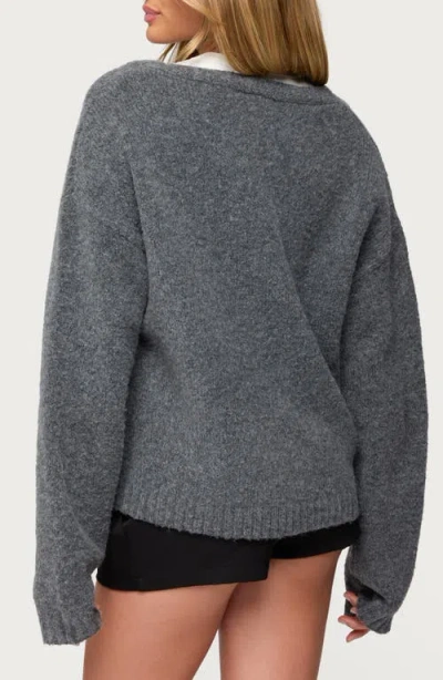 Edikted Shiraz Oversized Knit Cardigan In Gray