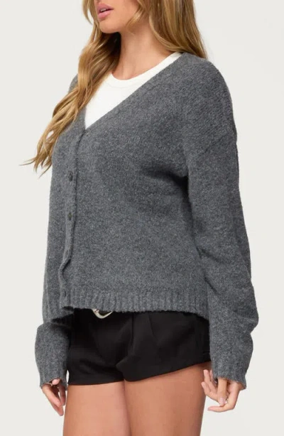 Edikted Shiraz Oversized Knit Cardigan In Gray