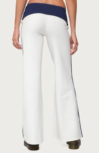 Edikted 8 Contrast Fold Over Wide Leg Pants In White