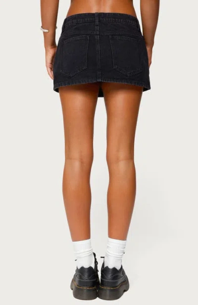Edikted Ziggie Drawstring Denim Miniskirt In Black
