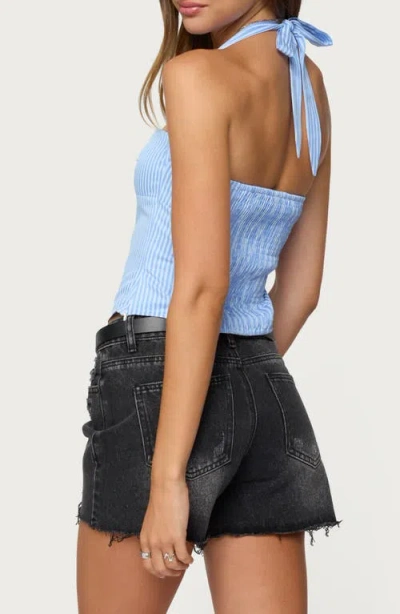 Edikted Caitie Stripe Cotton Halter Top In Multi