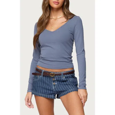 Edikted Moreen Long Sleeve V-neck T-shirt In Multi