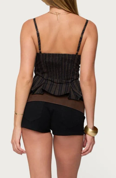Edikted Kiya Stripe Peplum Camisole In Black