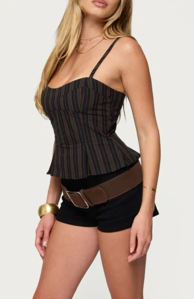 Edikted Kiya Stripe Peplum Camisole In Black