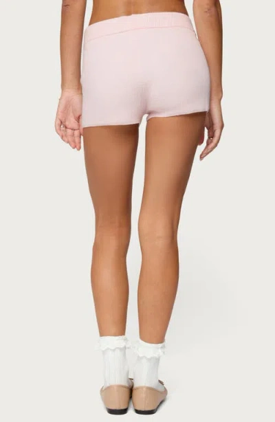 Edikted Lorie Ribbed Knit Shorts In Pink