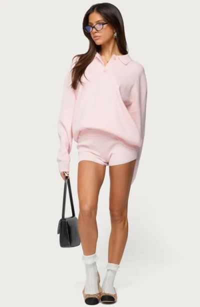 Edikted Lorie Ribbed Knit Shorts In Pink