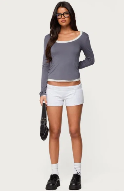 Edikted Orella Contrast Layered Long Sleeve Top In Blue