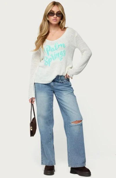 Edikted Palm Springs Light Knit Sweater In White