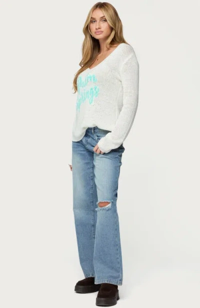 Edikted Palm Springs Light Knit Sweater In White