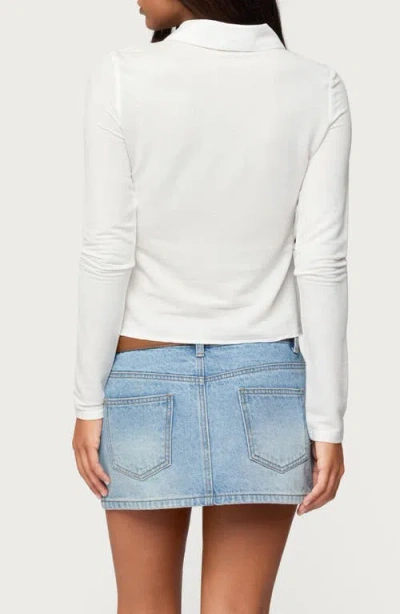 Edikted Pennie Iridescent Button Up Shirt In White