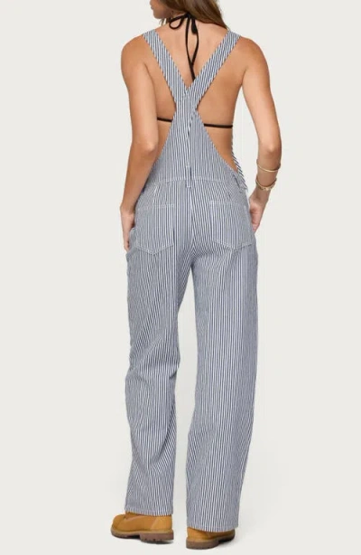 Edikted Tamsin Striped Denim Overalls In Blue