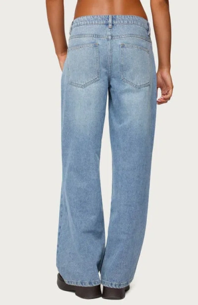 Edikted Dutton Distressed Low Rise Light Rinse Wash Jeans In Multi