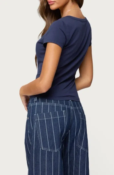 Edikted Merinda Stretch Cotton T-shirt In Blue