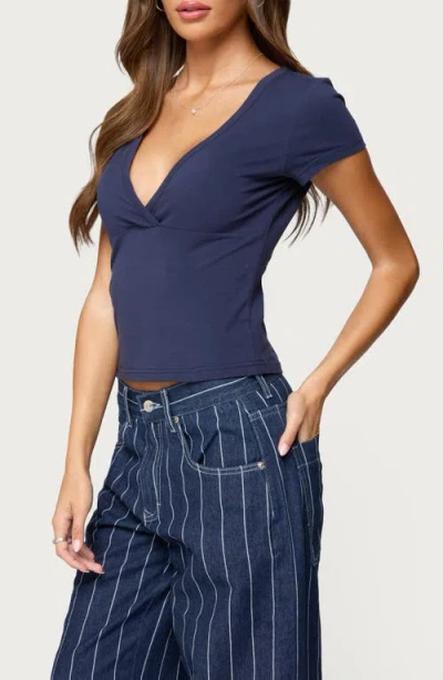 Edikted Merinda Stretch Cotton T-shirt In Blue