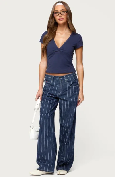 Edikted Merinda Stretch Cotton T-shirt In Blue