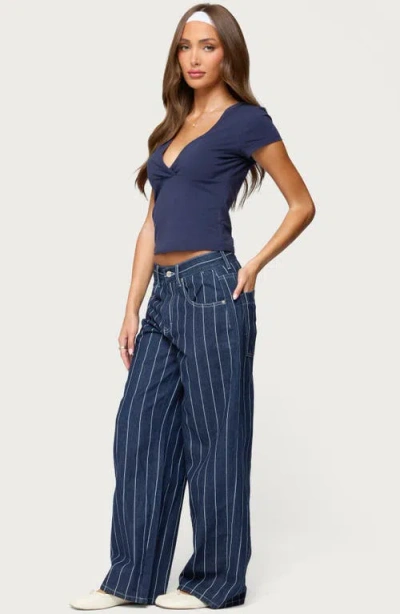 Edikted Merinda Stretch Cotton T-shirt In Blue