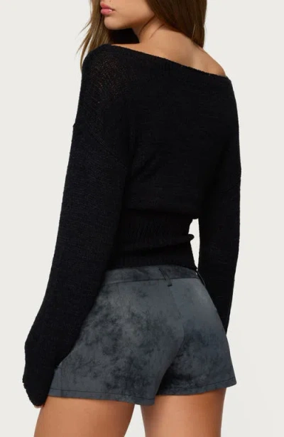 Edikted Tezi Boat Neck Light Knit Top In Black