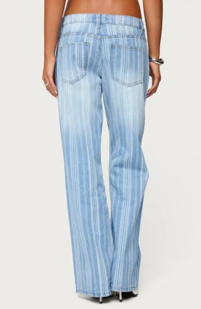 Edikted Tera Striped Low Rise Light Rinse Wash Jeans In Blue