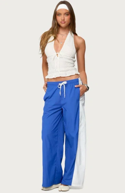 Edikted Jaye Contrast Panel Track Pants In Blue