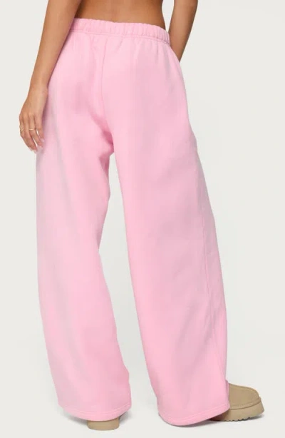 Edikted Pastel Edit Logo Wide Leg Sweatpants In Pink