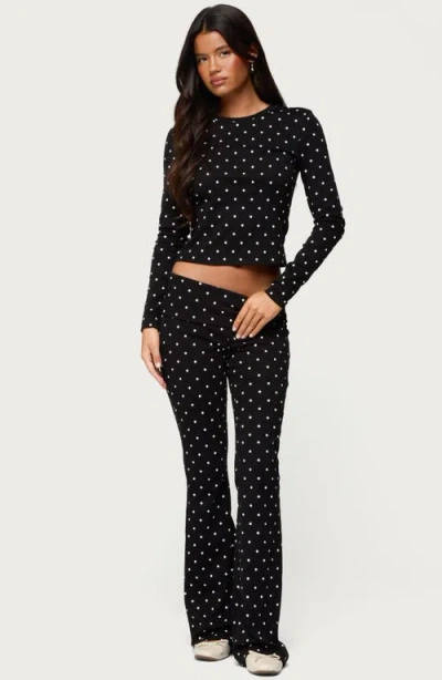 Edikted Daliya Polka Dot Flare Pants In Black