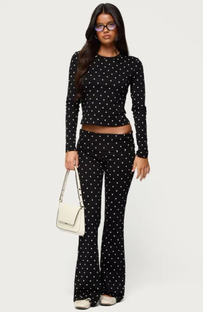Edikted Daliya Polka Dot Flare Pants In Black