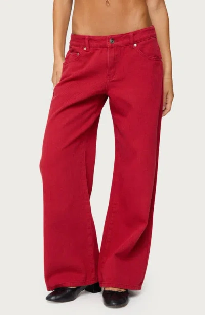 Edikted Roman Slouchy Low Rise Wide Leg Jeans In Red