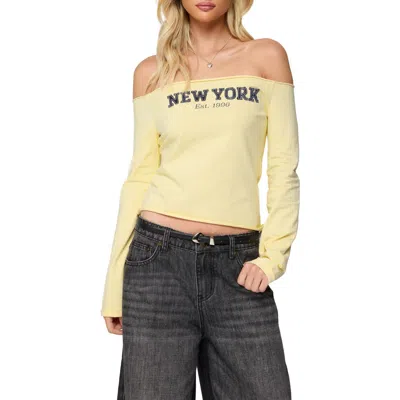 Edikted New York Babe Off The Shoulder Top In Yellow