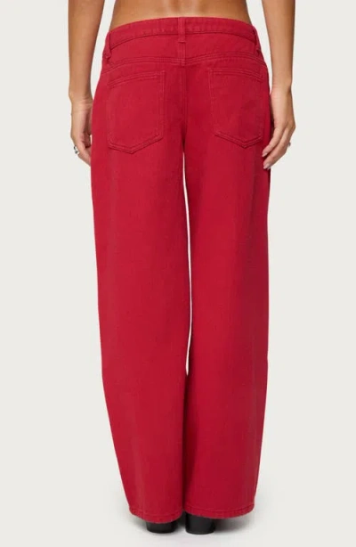 Edikted Roman Slouchy Low Rise Wide Leg Jeans In Red