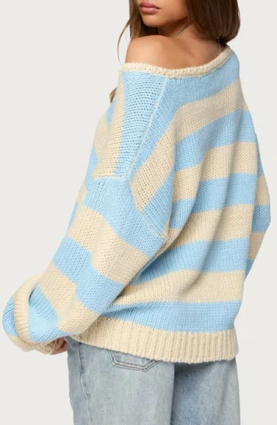 Edikted Tracie Striped Oversized Sweater In Blue