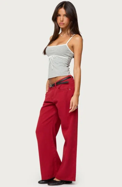 Edikted Roman Slouchy Low Rise Wide Leg Jeans In Red