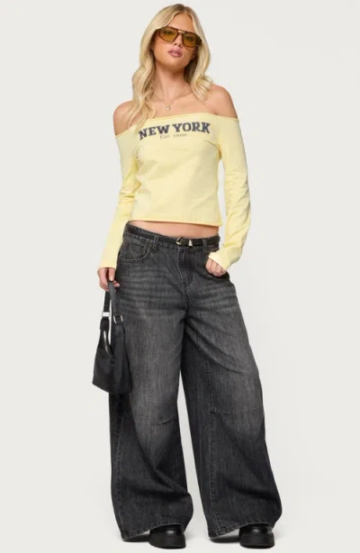 Edikted New York Babe Off The Shoulder Top In Yellow